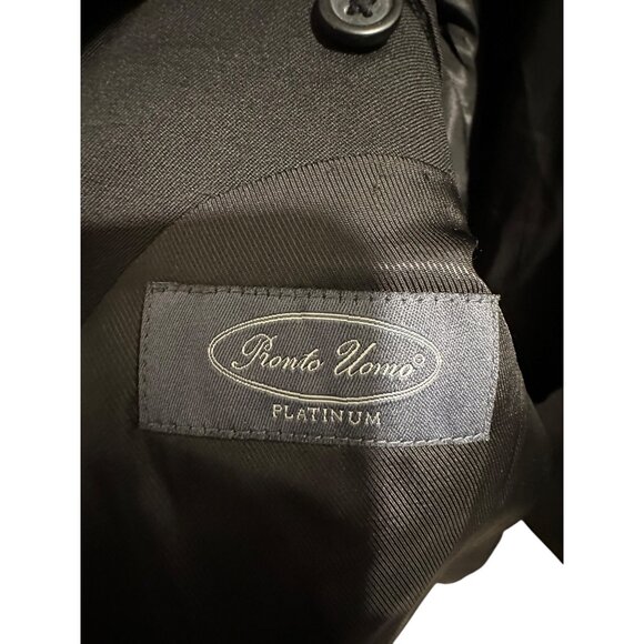 💰BOGO💰 Pronto Uomo Platinum Mens Black Wool Tuxedo Blazer Size 50 Regular - Picture 4 of 10